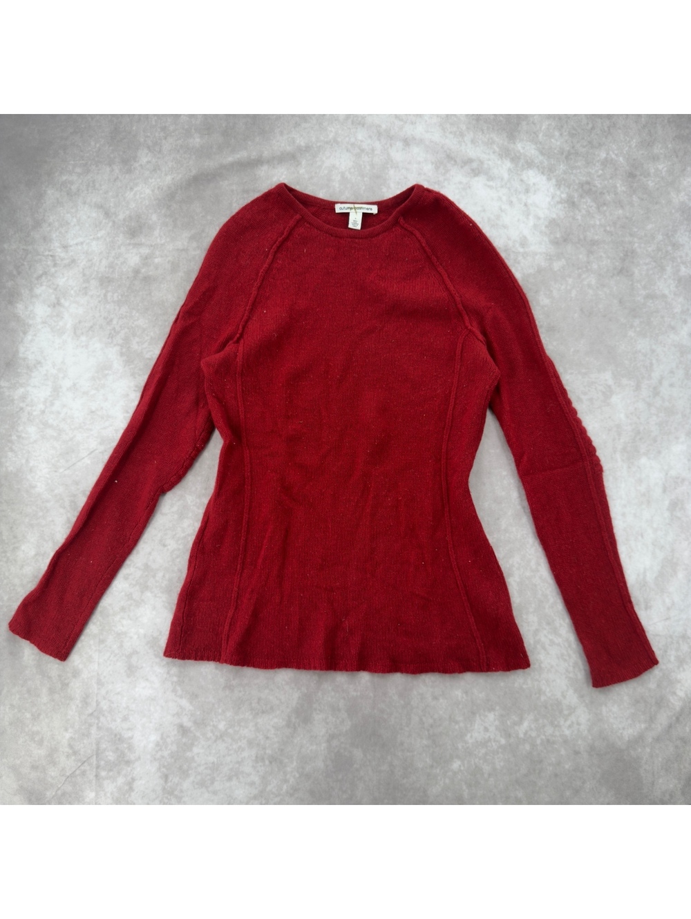 Autumn Cashmere Red 100% Pure Cashmere Crewneck Long Sleeve Sweater Small Y2K